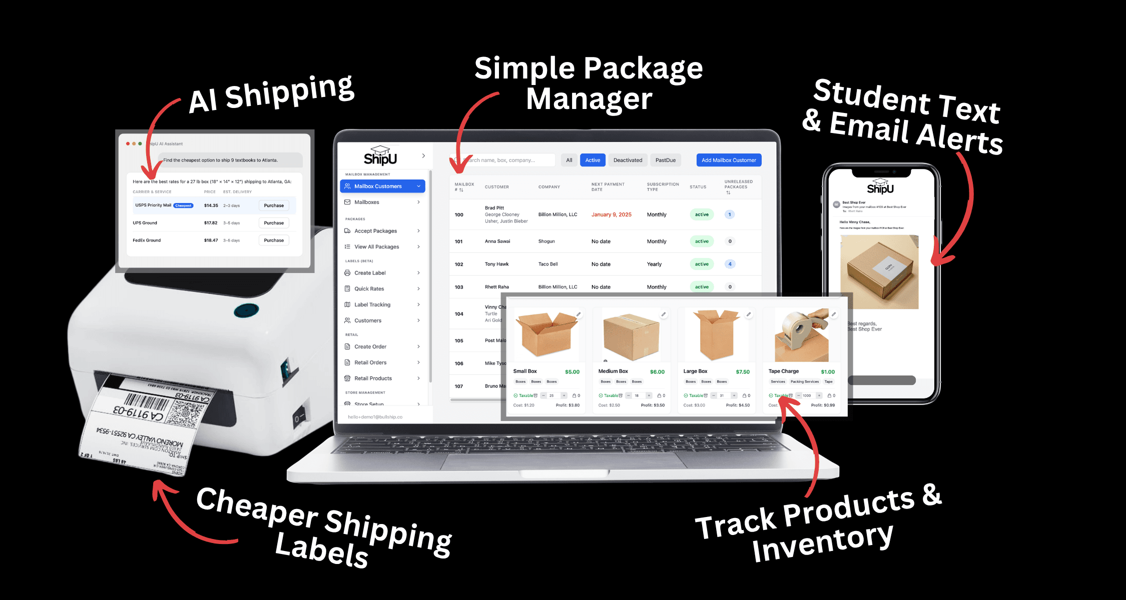 ShipU college and university mailroom software